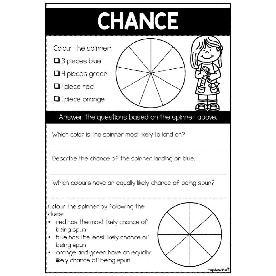 Chance Spinner Worksheets Top Teacher