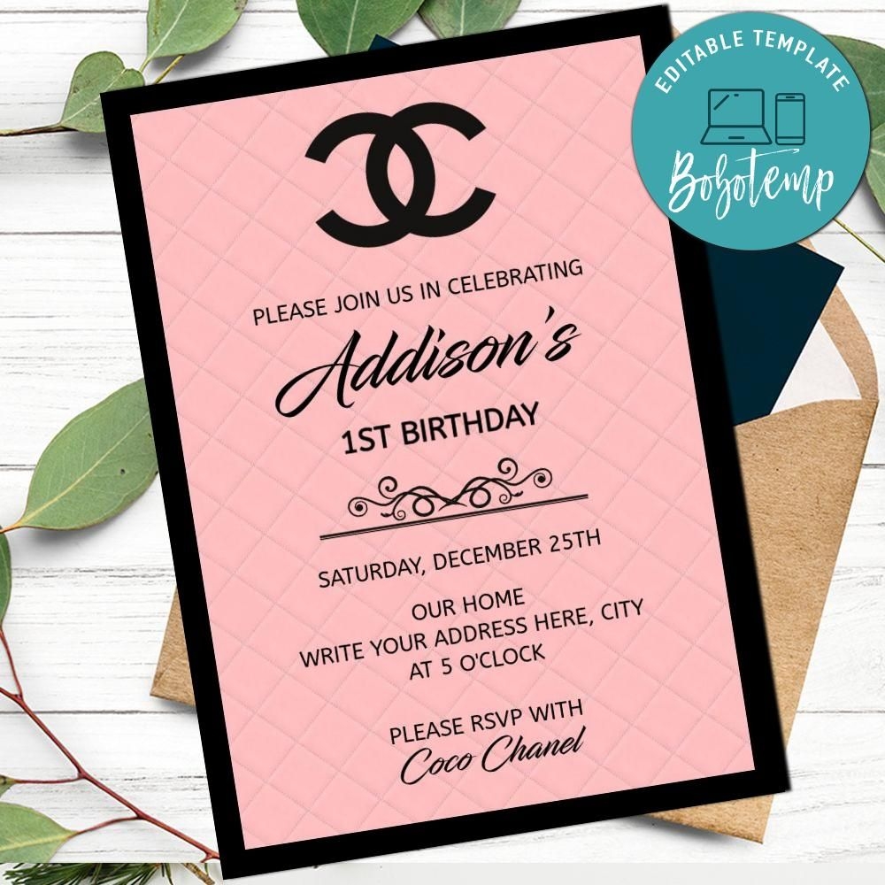 chanel birthday invitation template