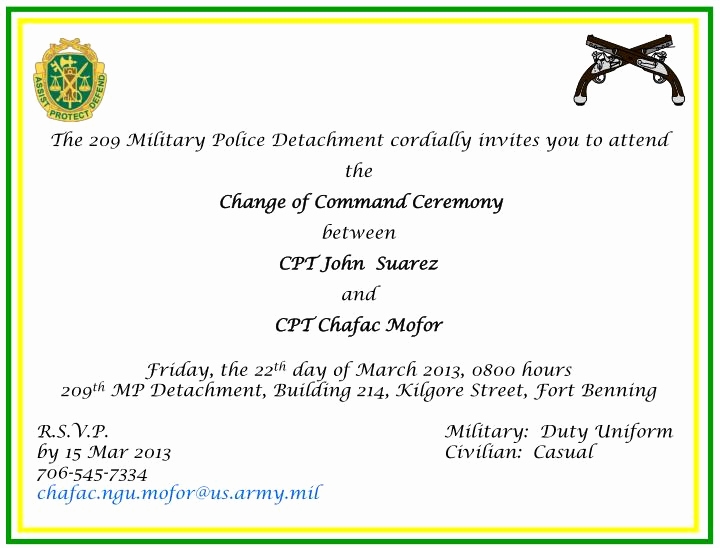 Change Of Command Invitation