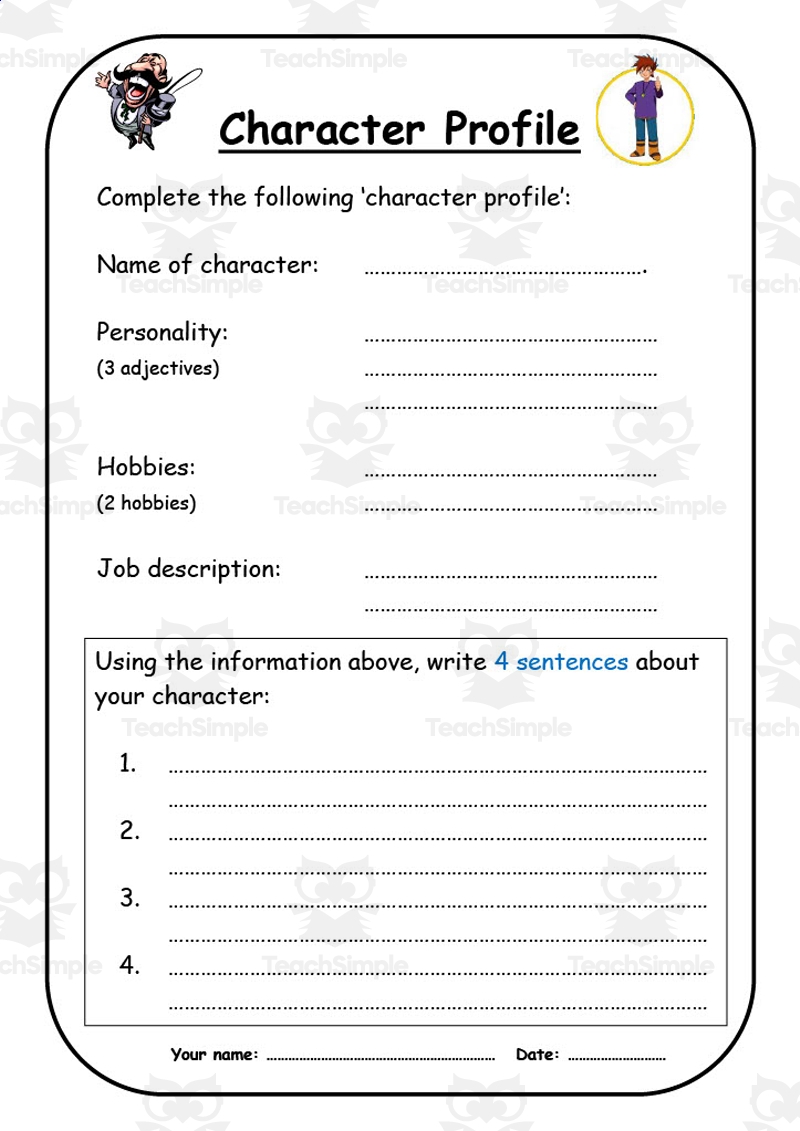 printable create a character worksheet