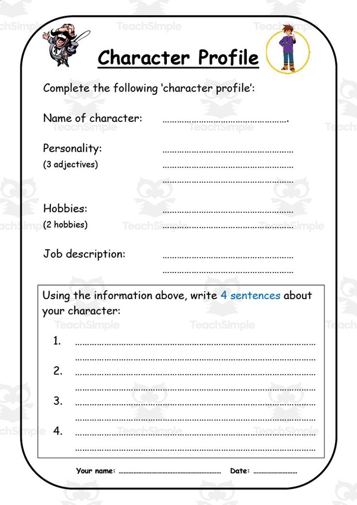 character profile worksheet