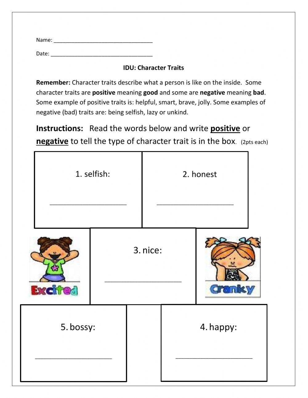 Character Traits Online Worksheet Live Worksheets Worksheets Library