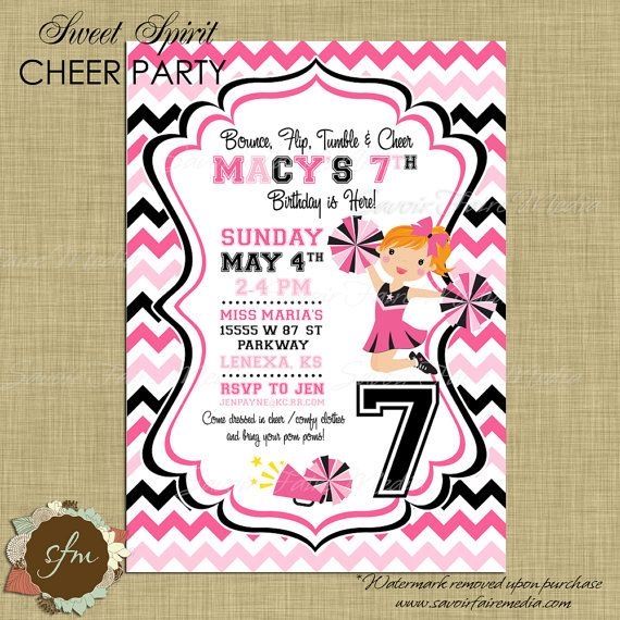 Cheerleading Invitation Cheerleader Invitation Etsy Cheer Birthday 