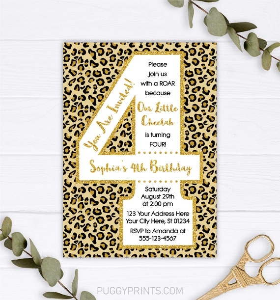 cheetah birthday party invitation template