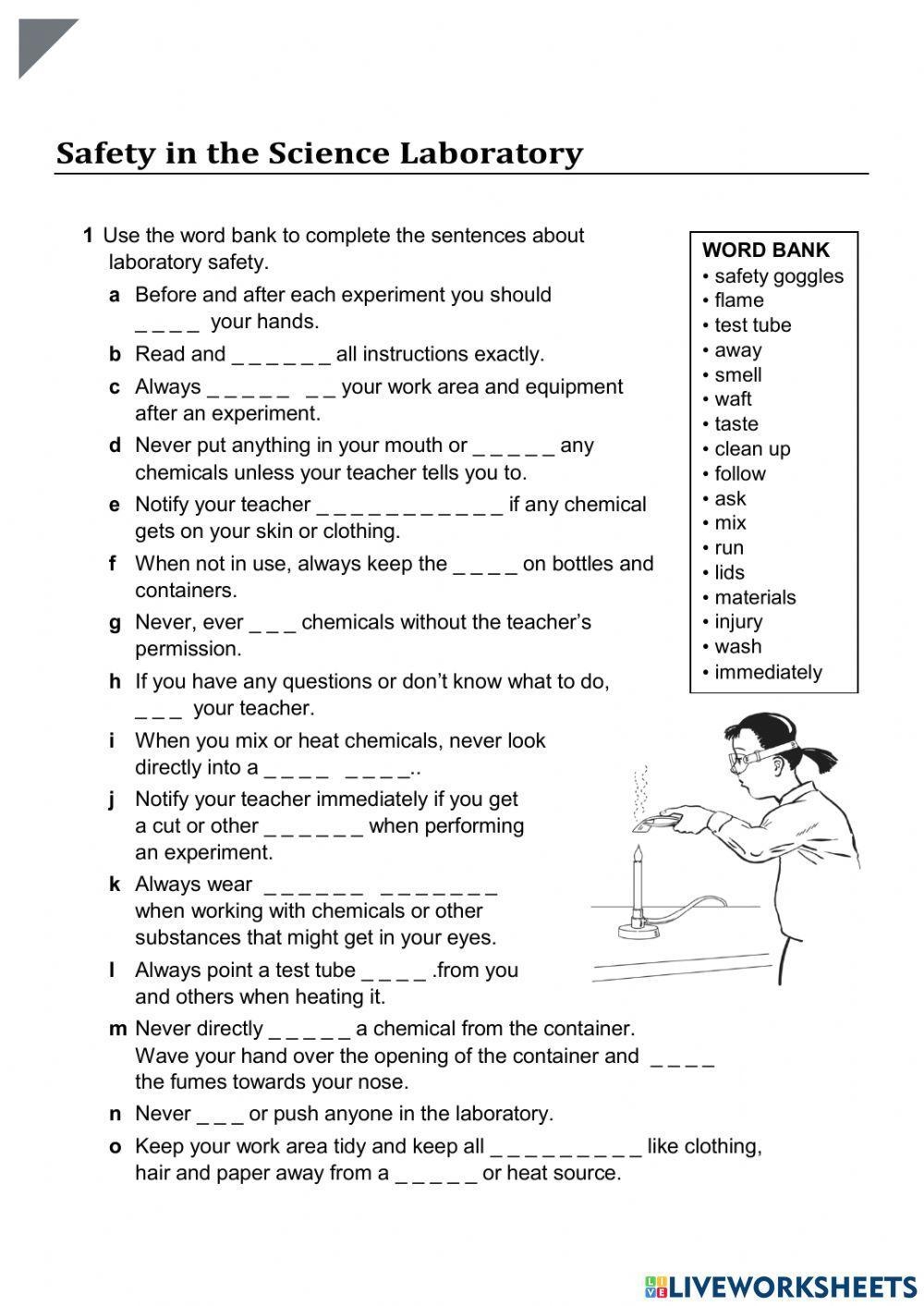 Chemistry Lab Safety Worksheet Hotspot Activity Twinkl Worksheets 