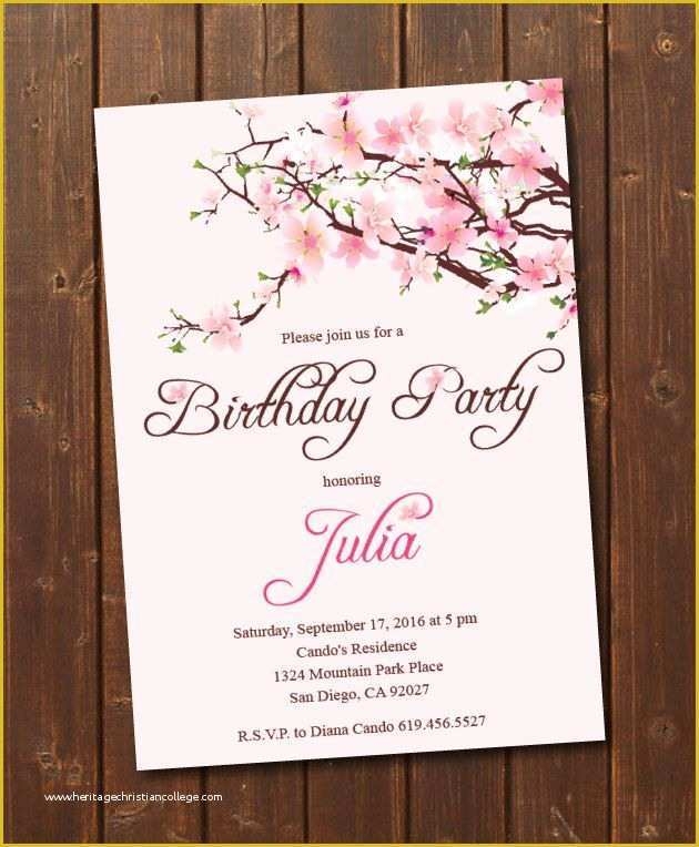 Cherry Blossom Invitation Template Free Of Printable Cherry Blossom