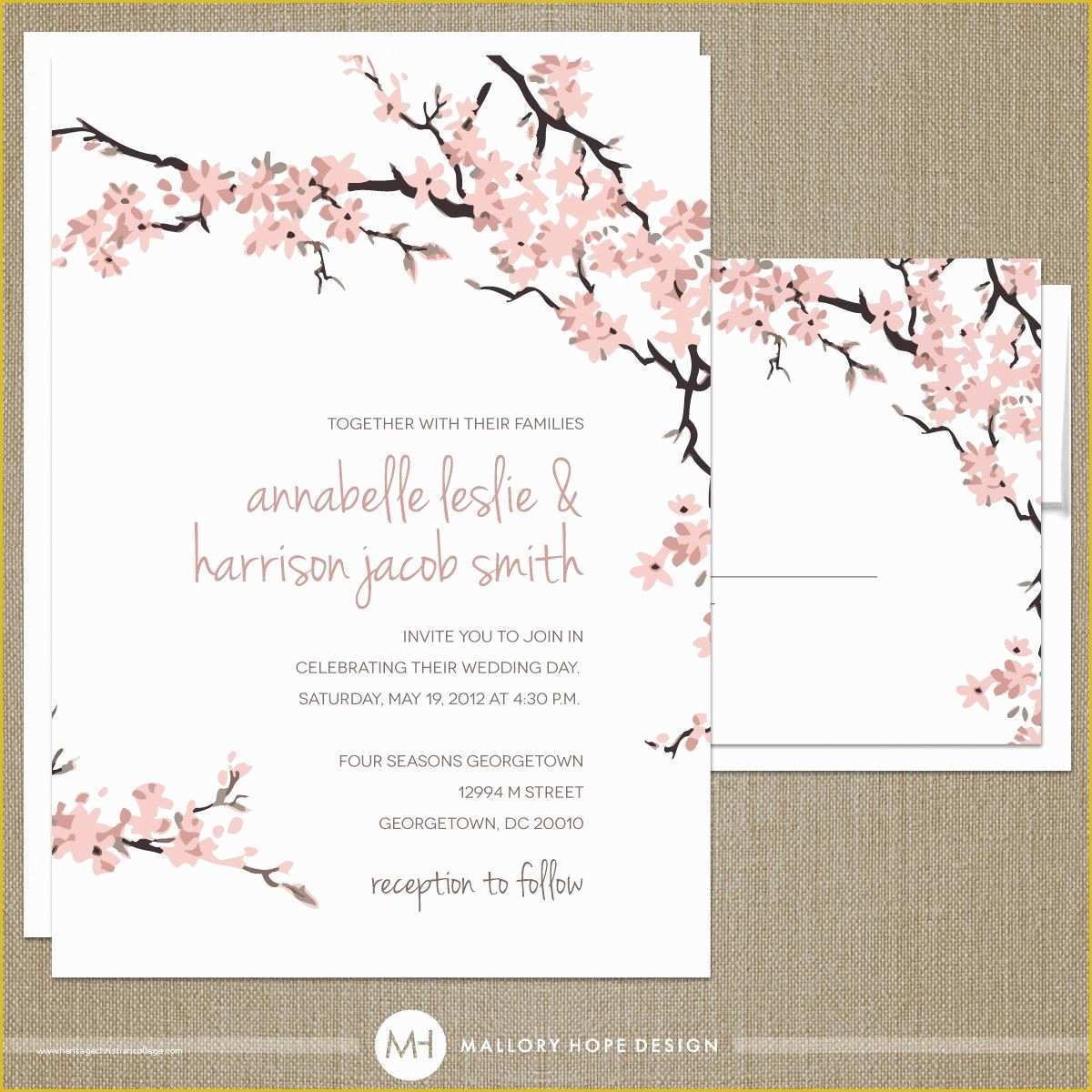 Cherry Blossom Invitation Template Free Of Printable Wedding Invitation 
