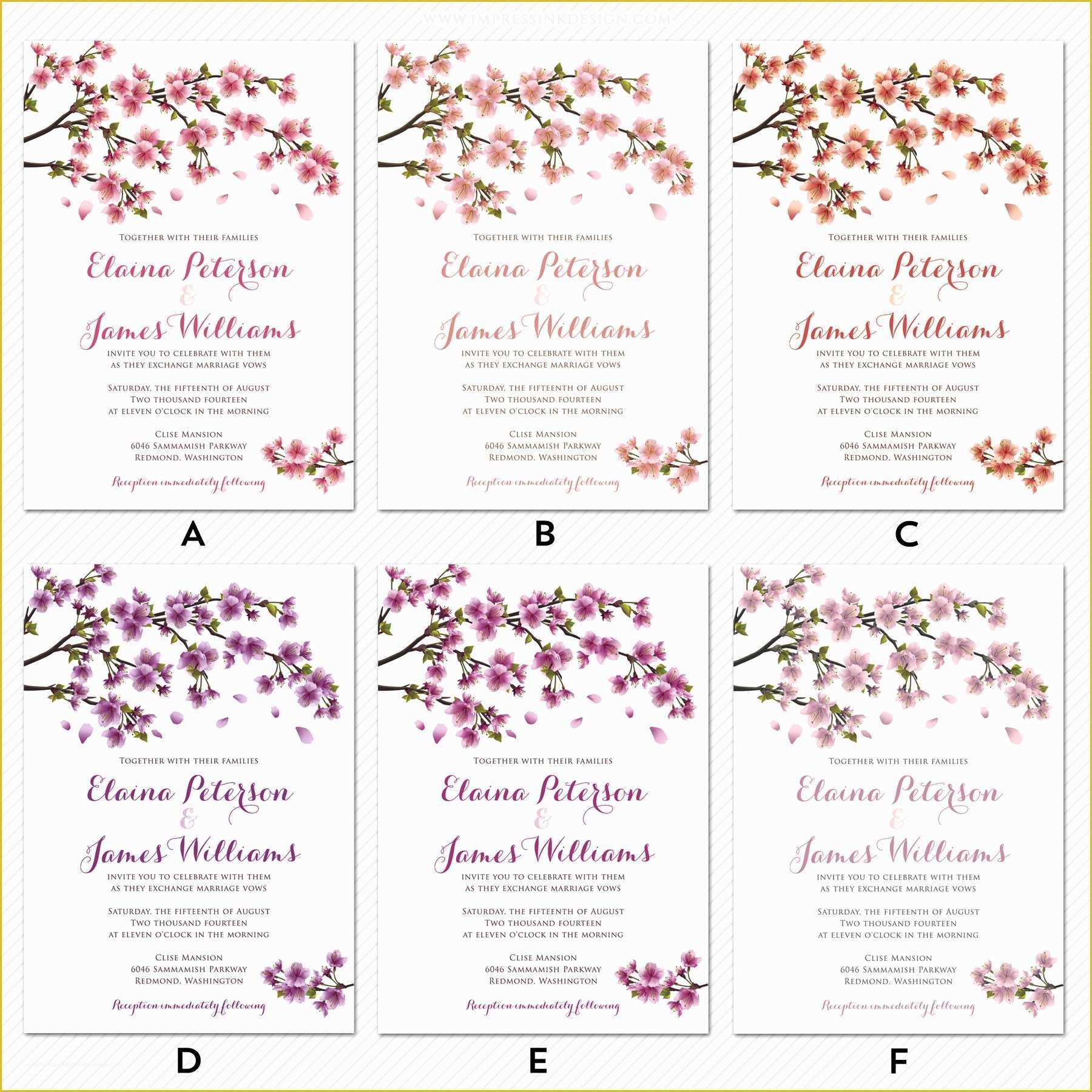 Cherry Blossom Invitation Template Free Of Printable Wedding Invitation 
