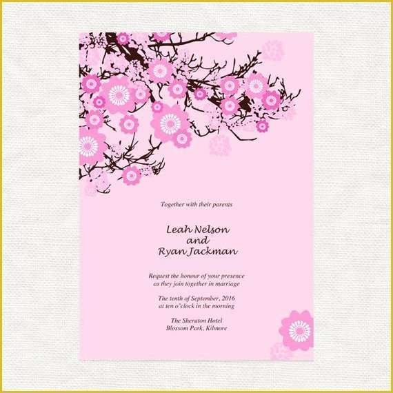 cherry blossom wedding invitation template