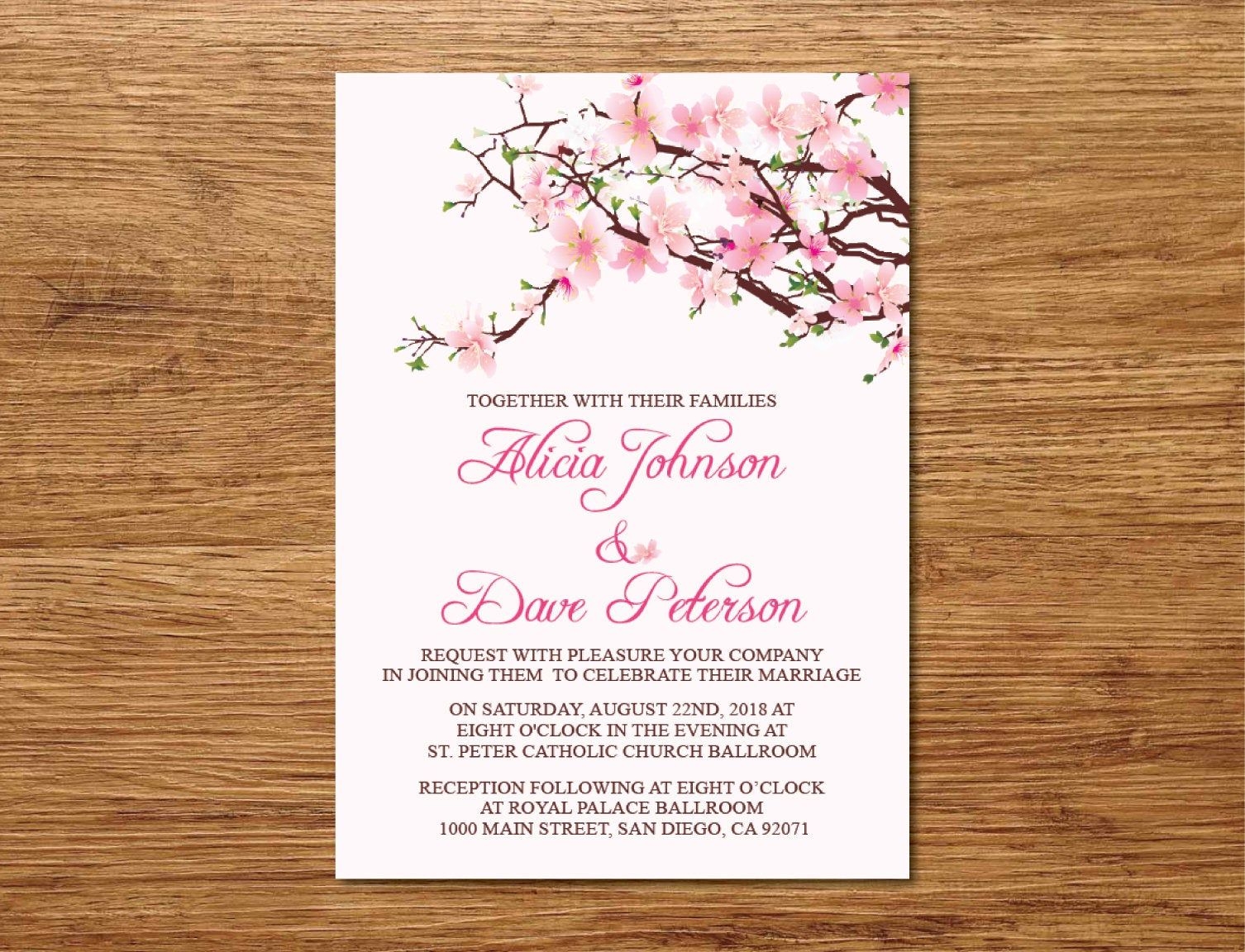 Cherry Blossom Wedding Invitations Abc Wedding