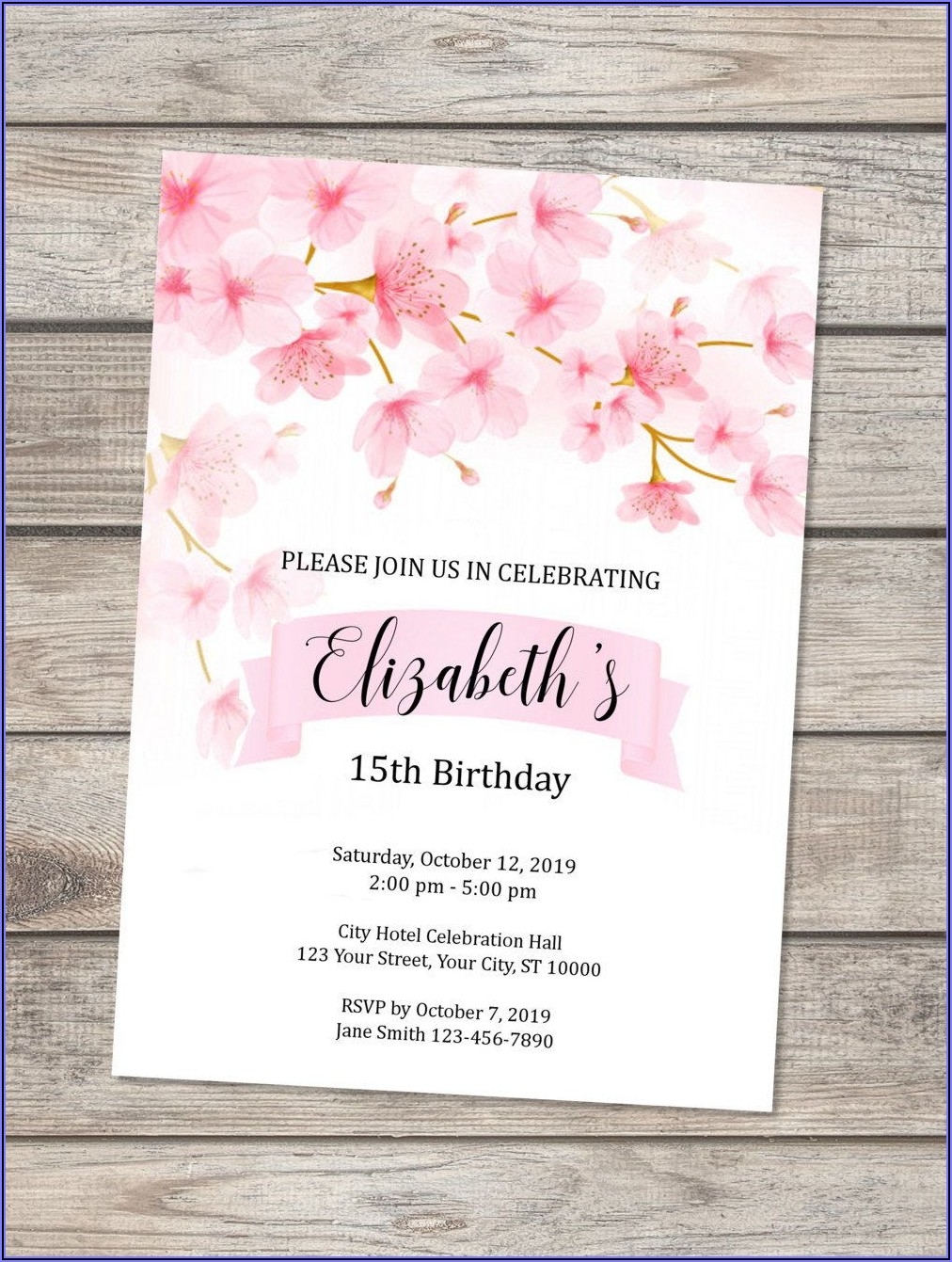 Cherry Blossom Wedding Invitations Templates Free Template 2 Resume 