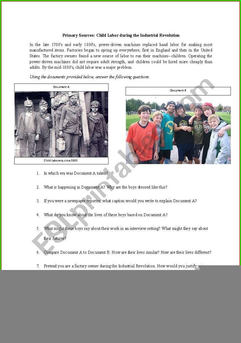 Child Labour Industrial Revolution Worksheet Pdf Worksheet Resume 