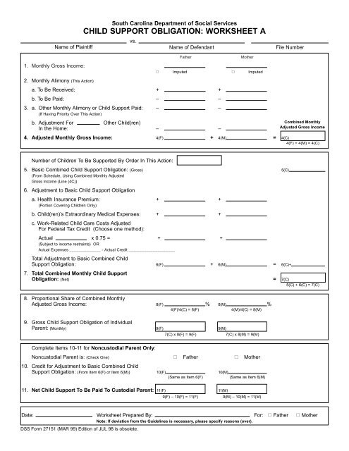 Child Support Basic Obligation Colorado Family Law Guide Worksheets
