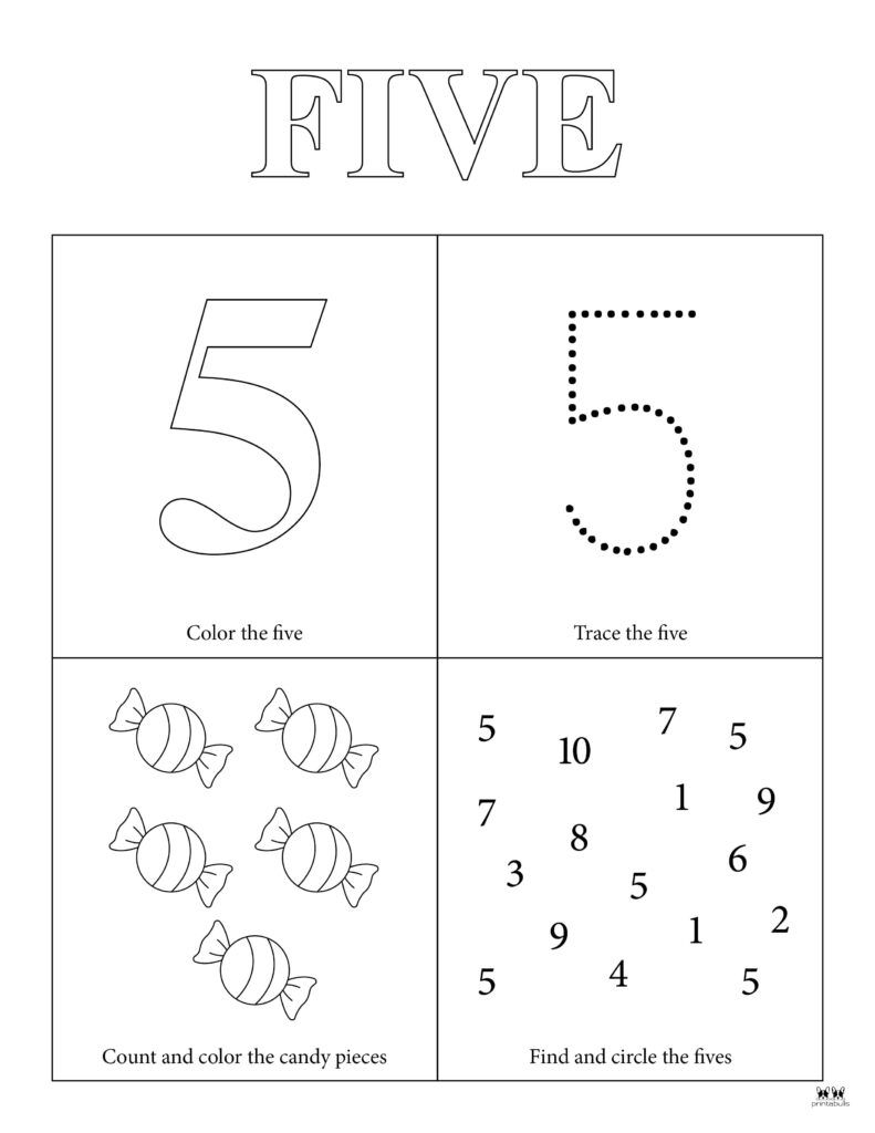Choose From Fifteen Unique Number 5 Tracing Worksheets To Help Your 
