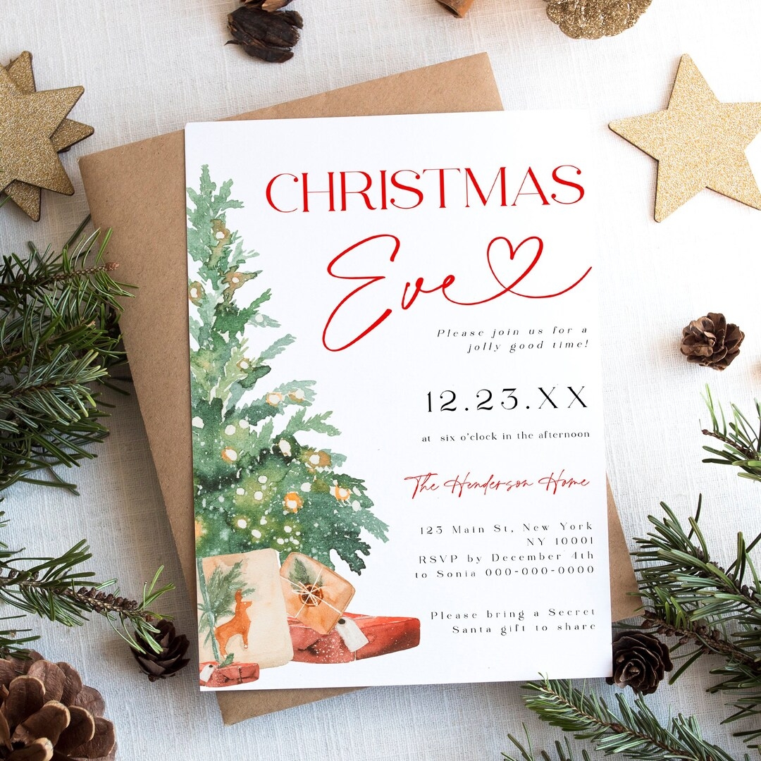 Christmas Eve Invitation Template Holiday Party Invitation Christmas 