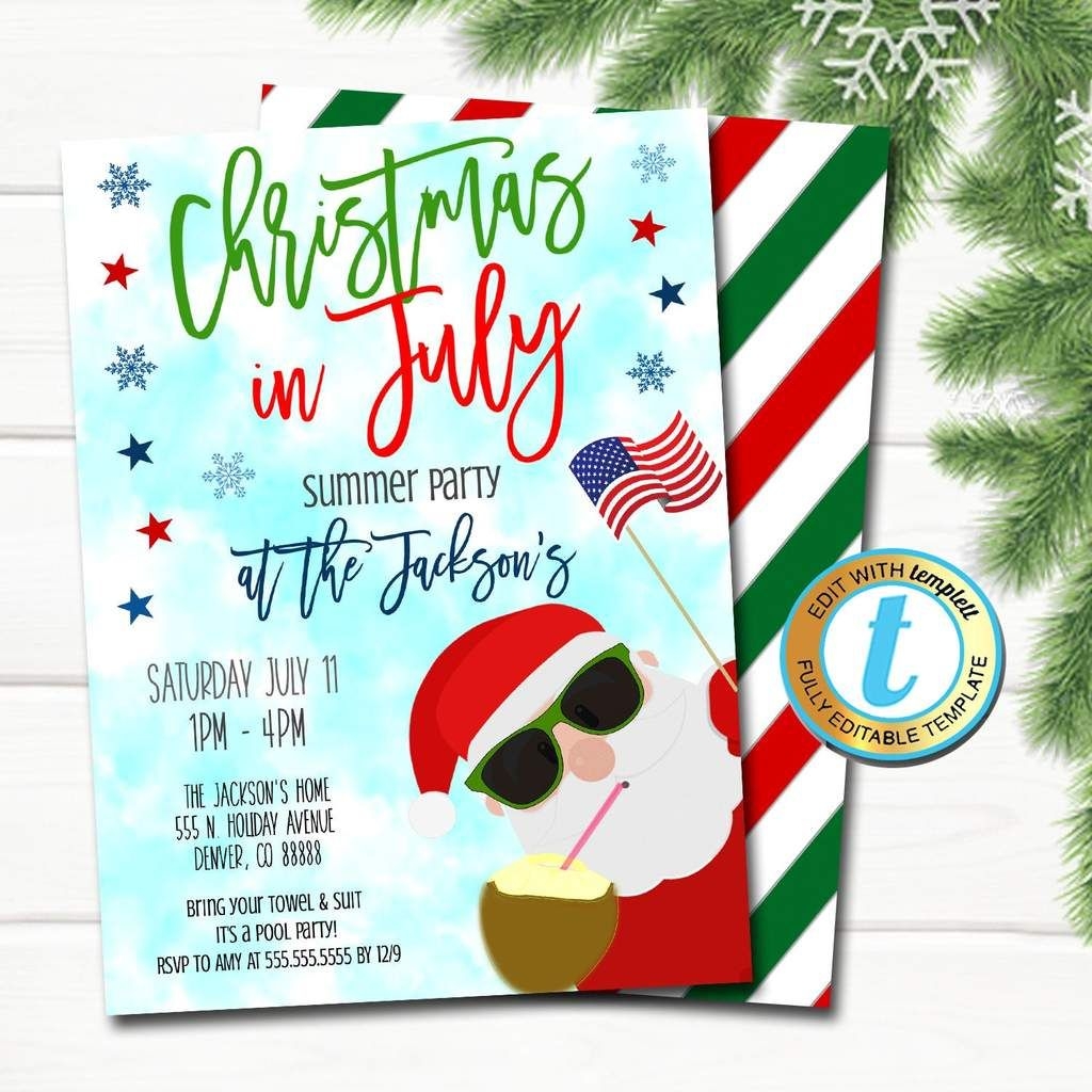 christmas in july invitation template