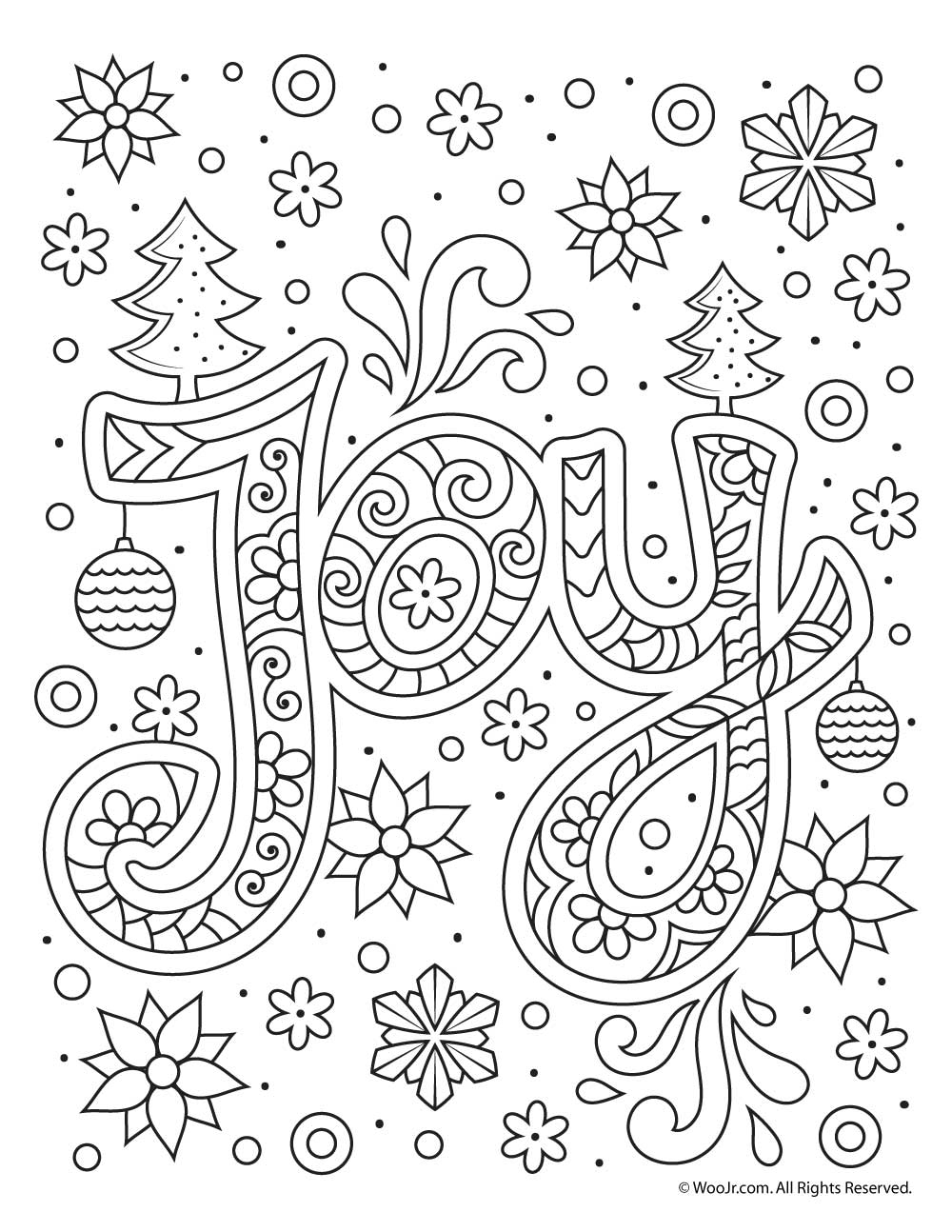 Christmas Joy Typography Coloring Page Woo Jr Kids Activities