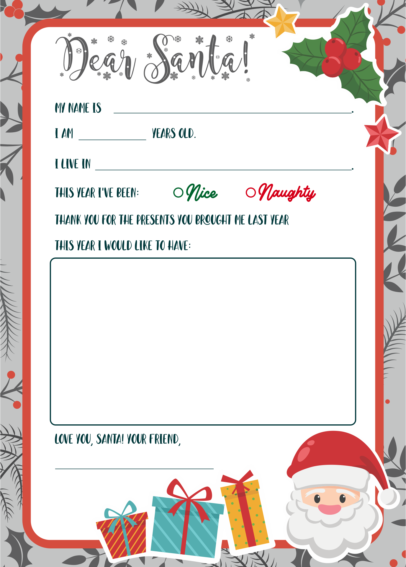 free printable christmas letter templates