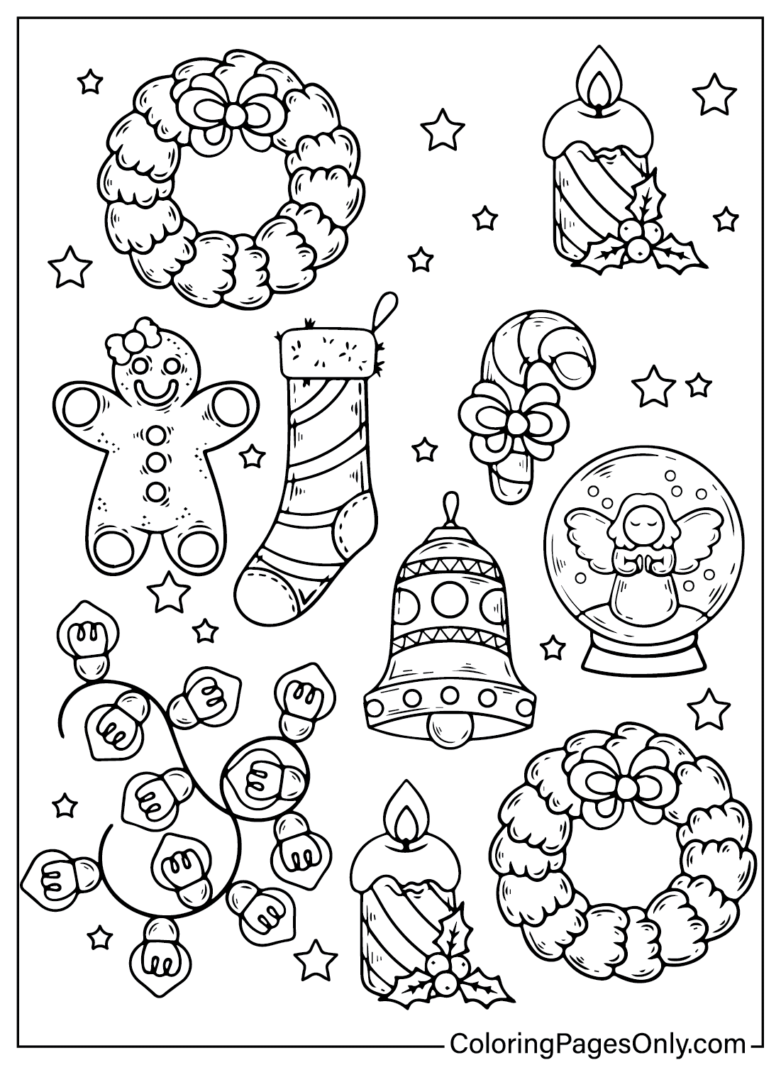 Christmas Ornaments Coloring Pages For Adults Free Printable Coloring 