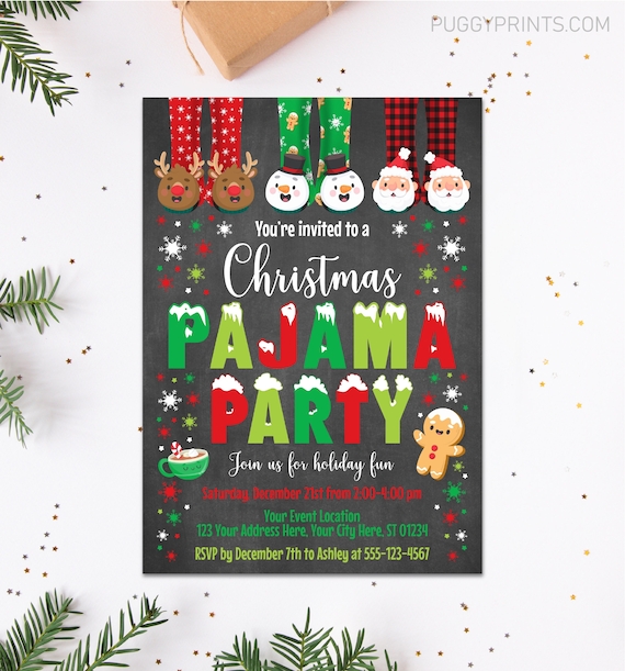 christmas pajama party invitation template