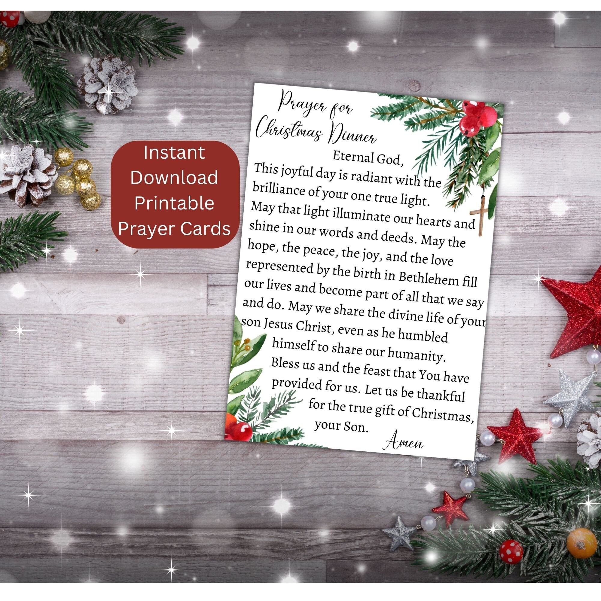 Christmas Prayer Cards Printable Christmas Dinner Prayer Christmas 