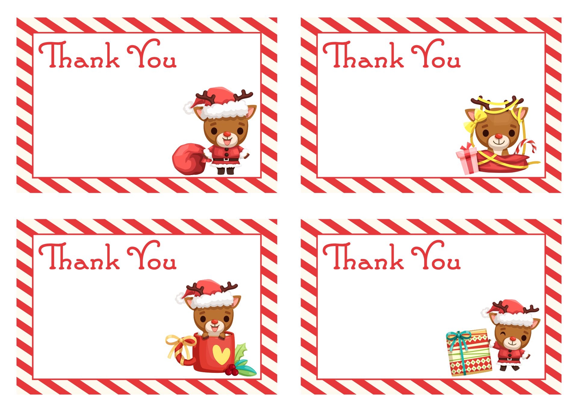 printable christmas thank you cards free