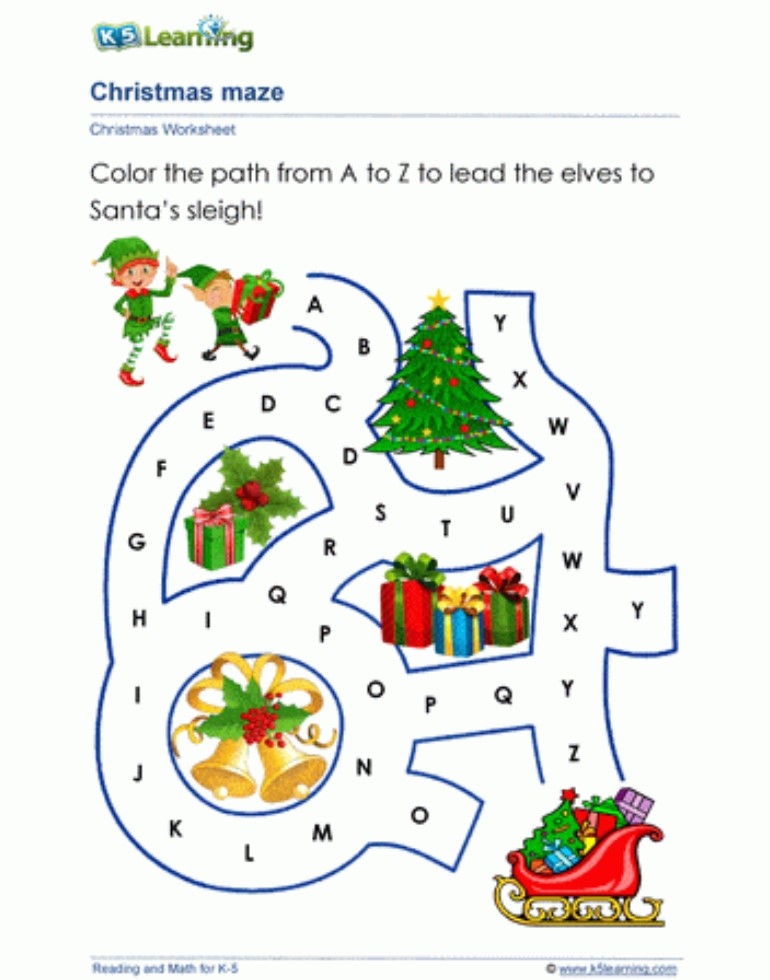 xmas worksheets for kindergarten