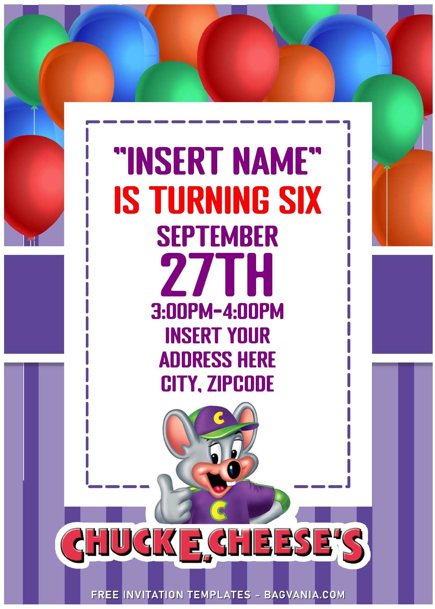 Chuck E Cheese Invitation Template Free Social Media Template