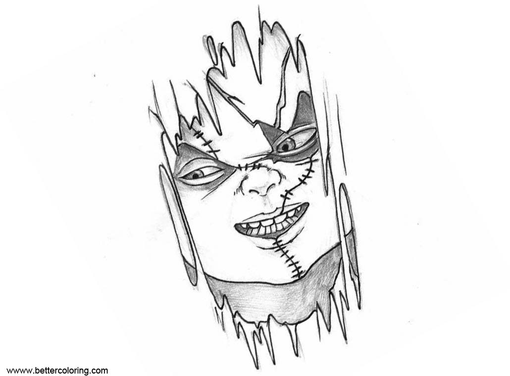 Chucky Face Coloring Pages Free Printable Coloring Pages