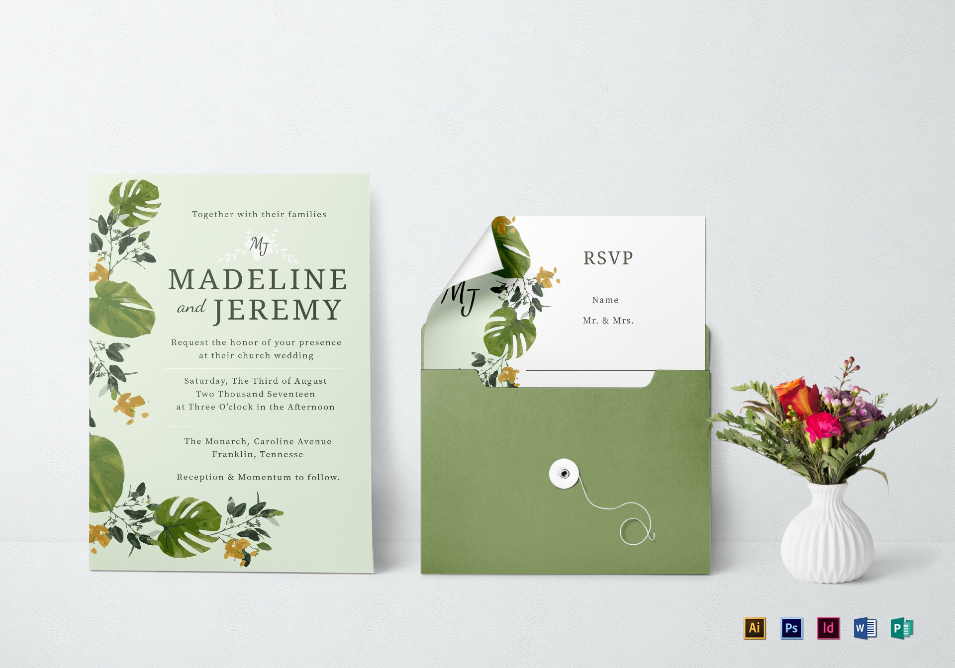 church wedding invitation card template