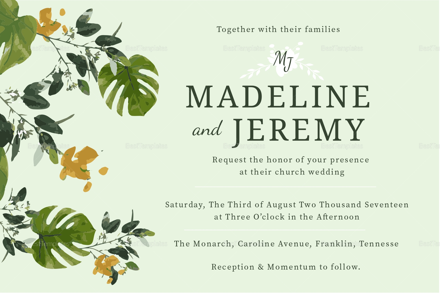 Church Wedding Invitation Card Template Mightyprintingdeals