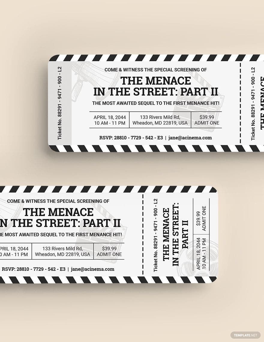 Cinema Ticket Invitation Template In Word Photoshop Publisher