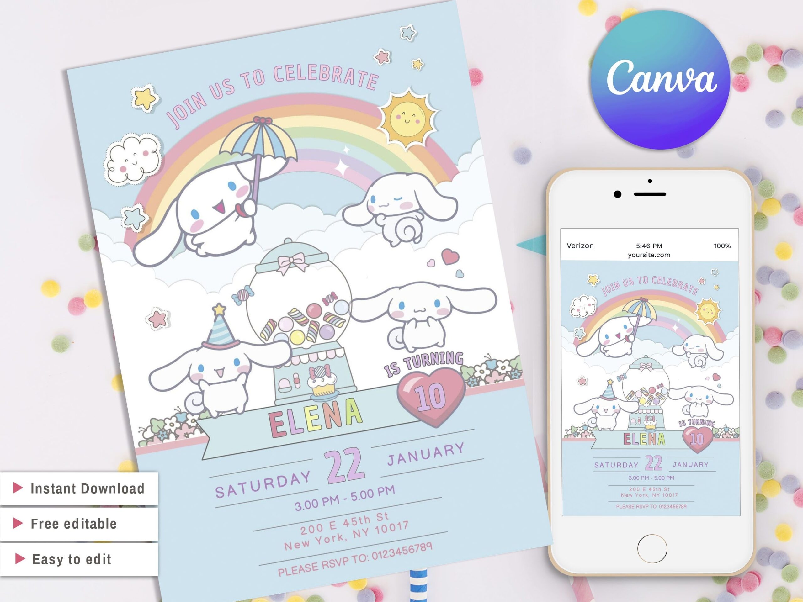 Cinnamoroll Invitation Template Free Best Templates Resources