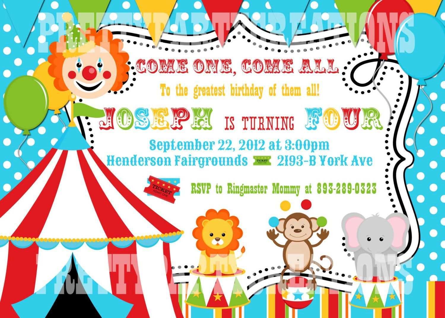 circus birthday invitation template free