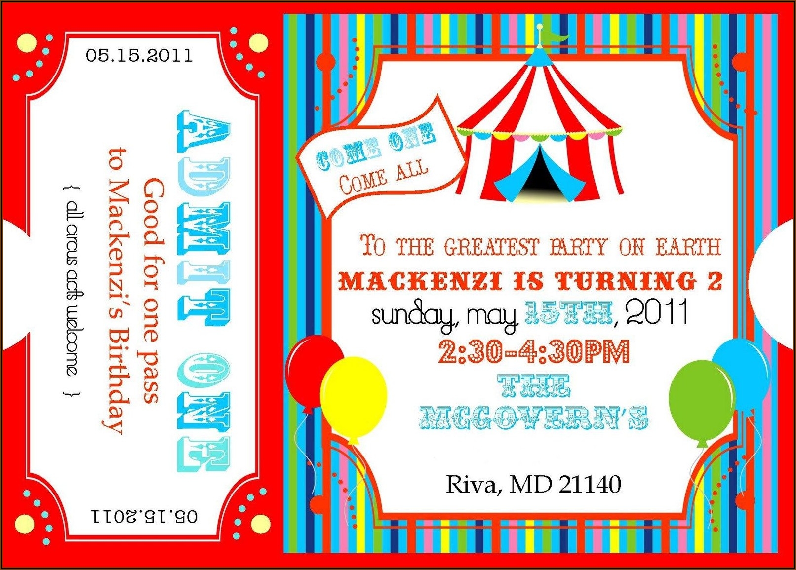 circus party invitations free templates