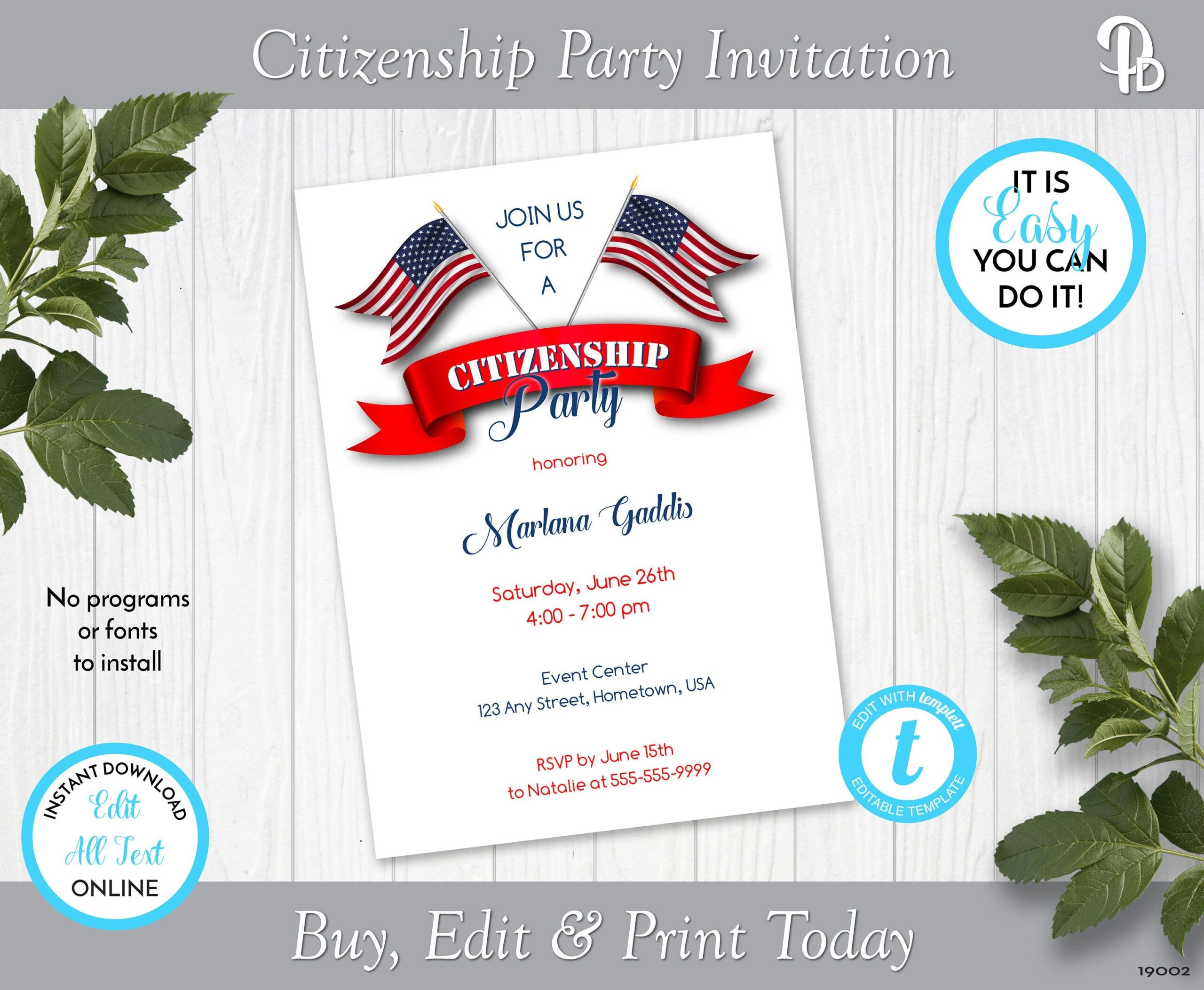 Citizenship Party Invitation Citizenship Celebration Naturalization