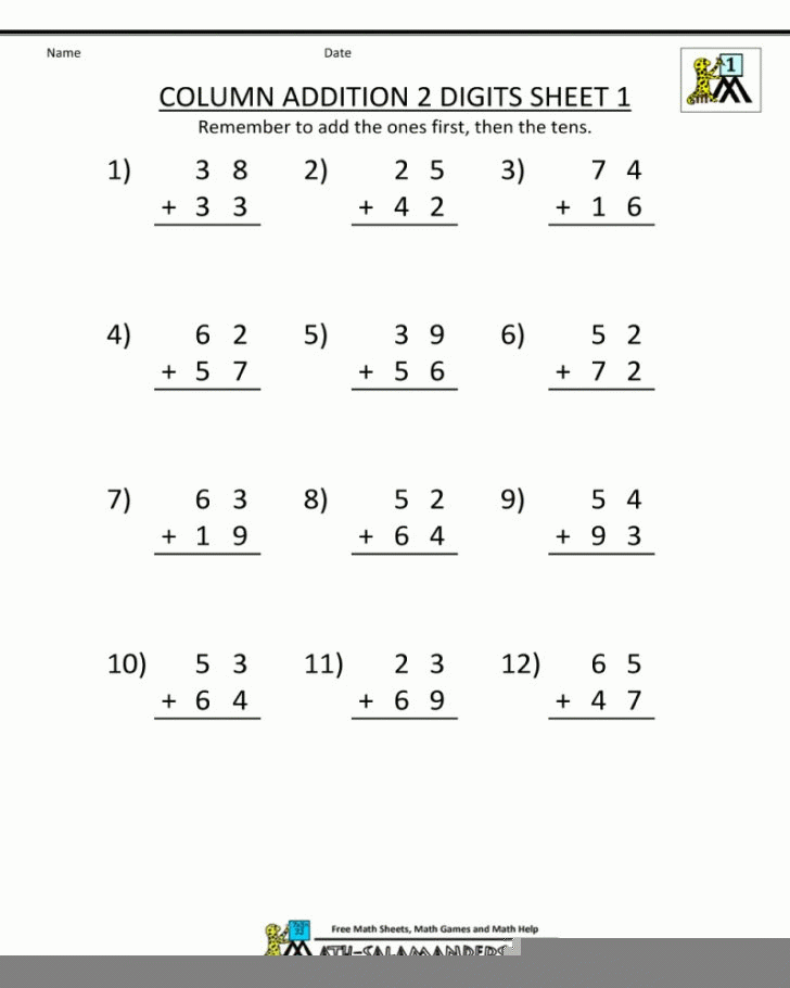 Class 1 Addition Worksheet Math Worksheets Printable