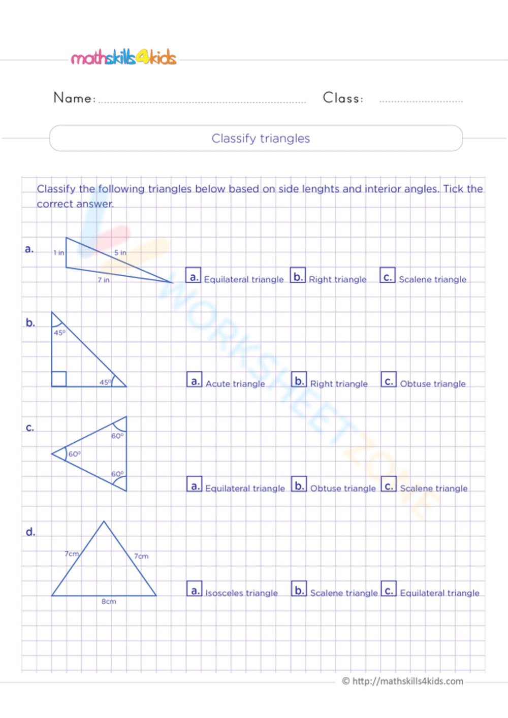 Classify Triangles worksheets Printable Online Answers