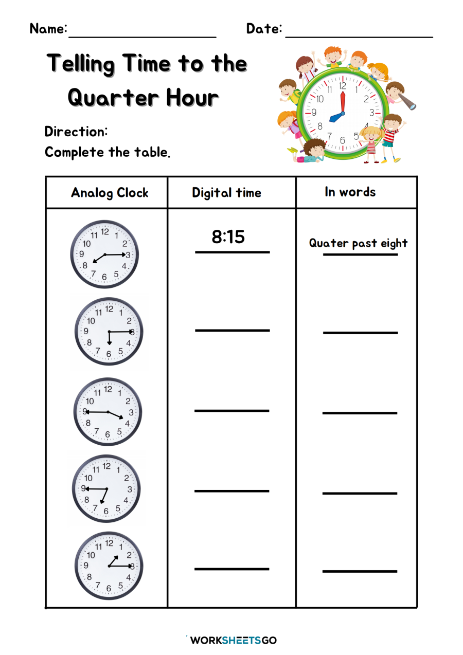 Clock Worksheets Telling Time To The Hour Academy Worksheets 