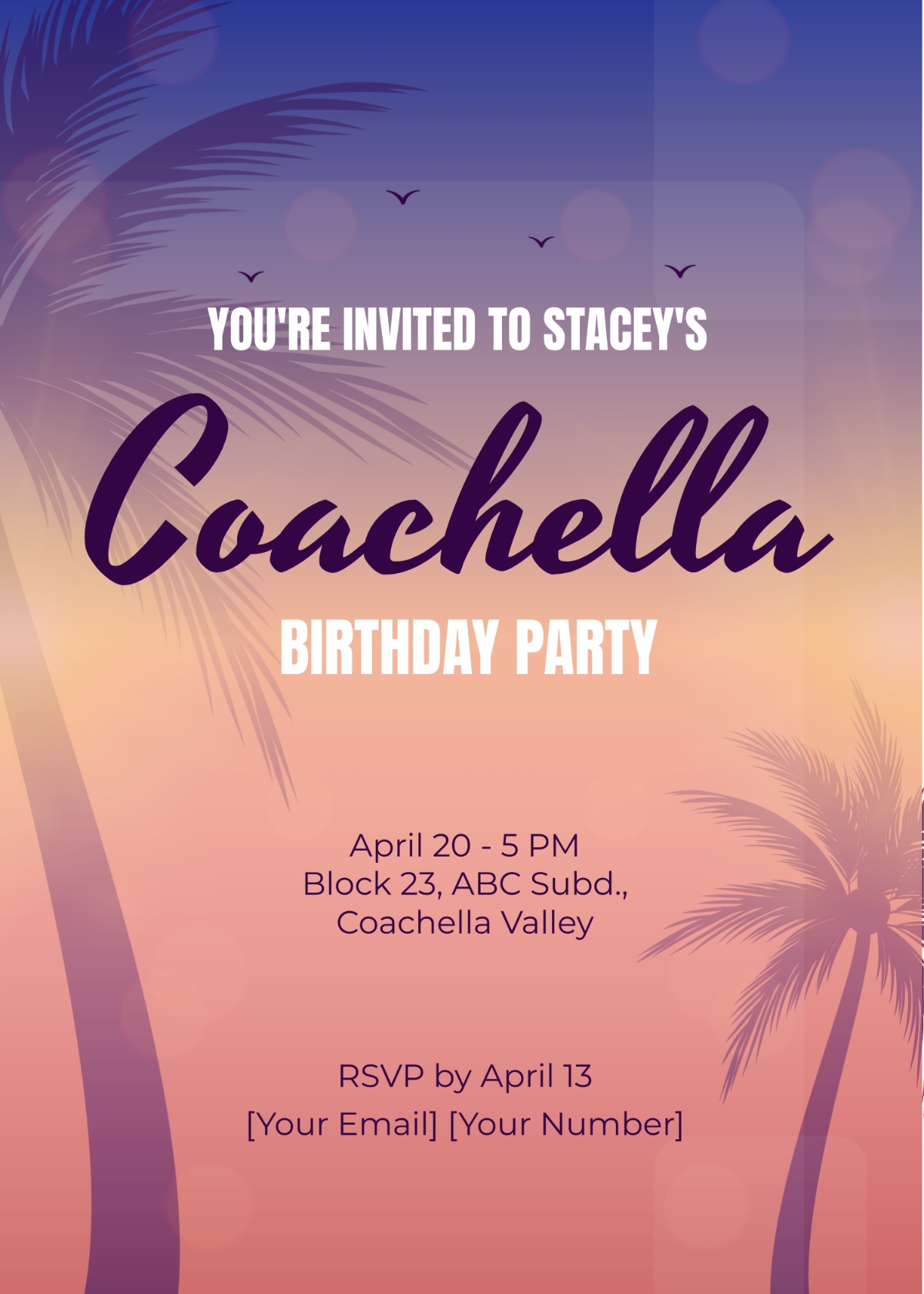 Coachella Themed Party Invitation Template Edit Online Download