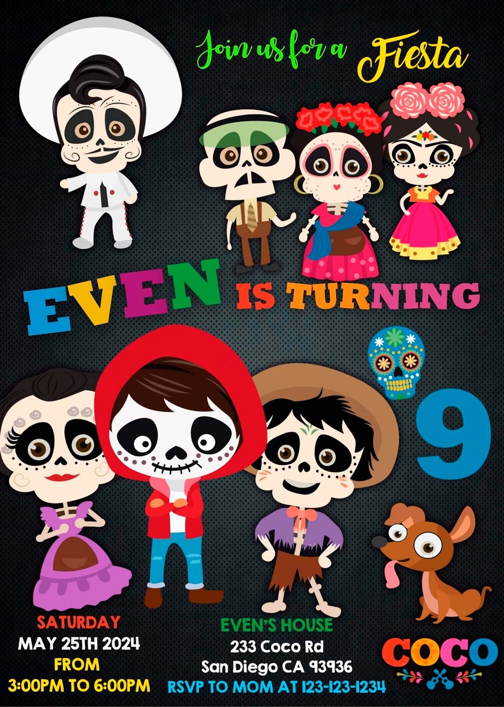 COCO MOVIE BIRTHDAY INVITATION TEMPLATE Laumarybaby Great Price 3 99 