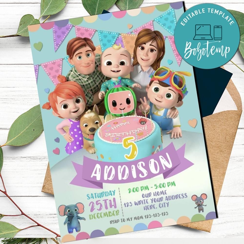Cocomelon Invitation Template