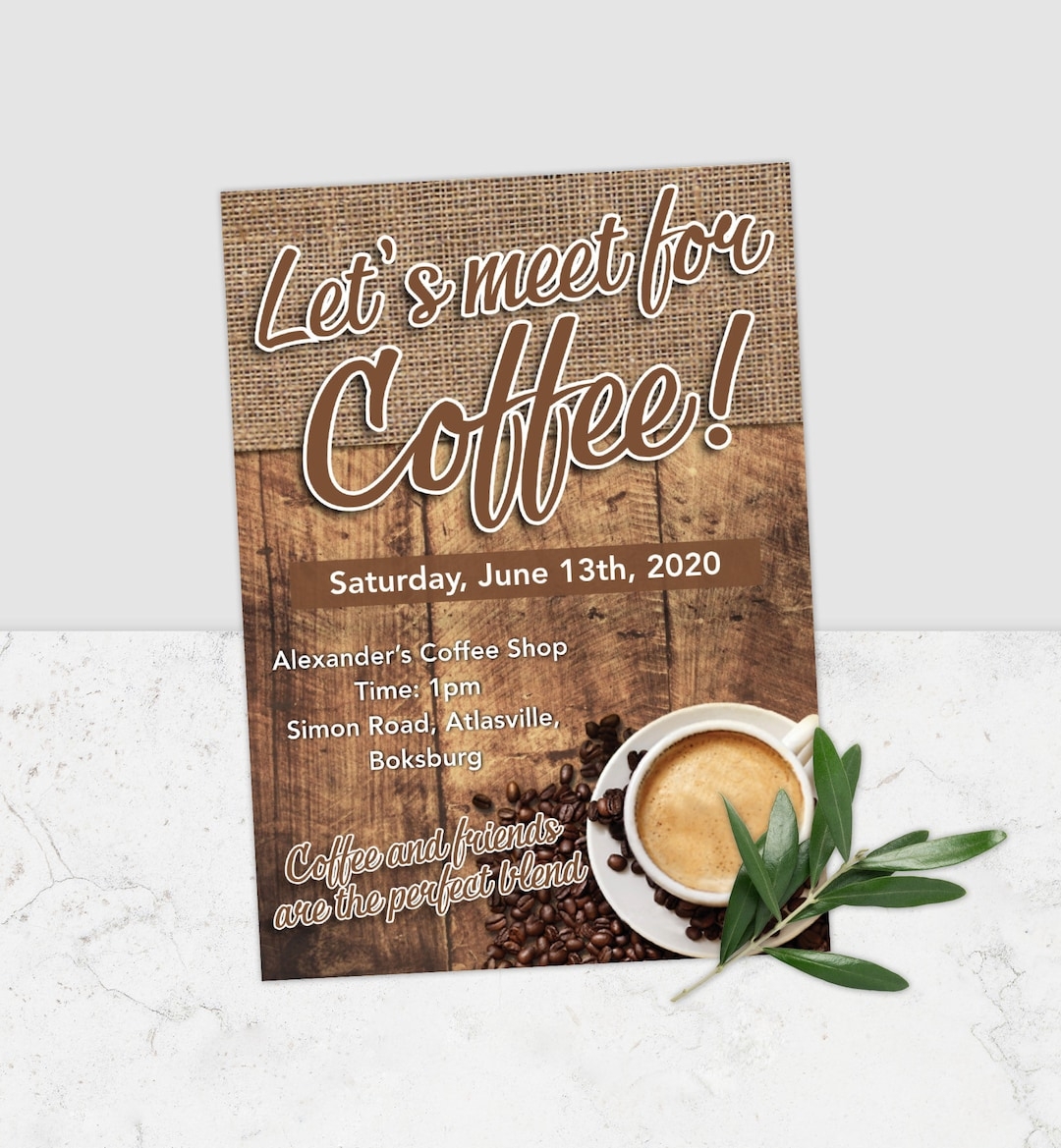 Coffee Invitation Editable Coffee Invite Coffee Event Poster 