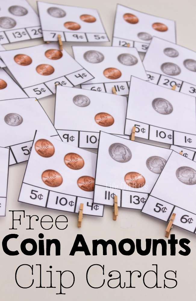 Coin Amounts Clip Cards