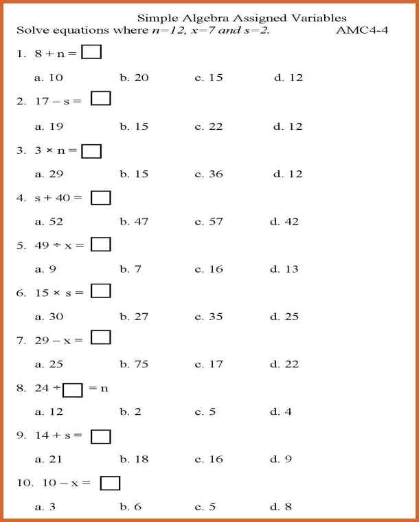 beginner algebra worksheets