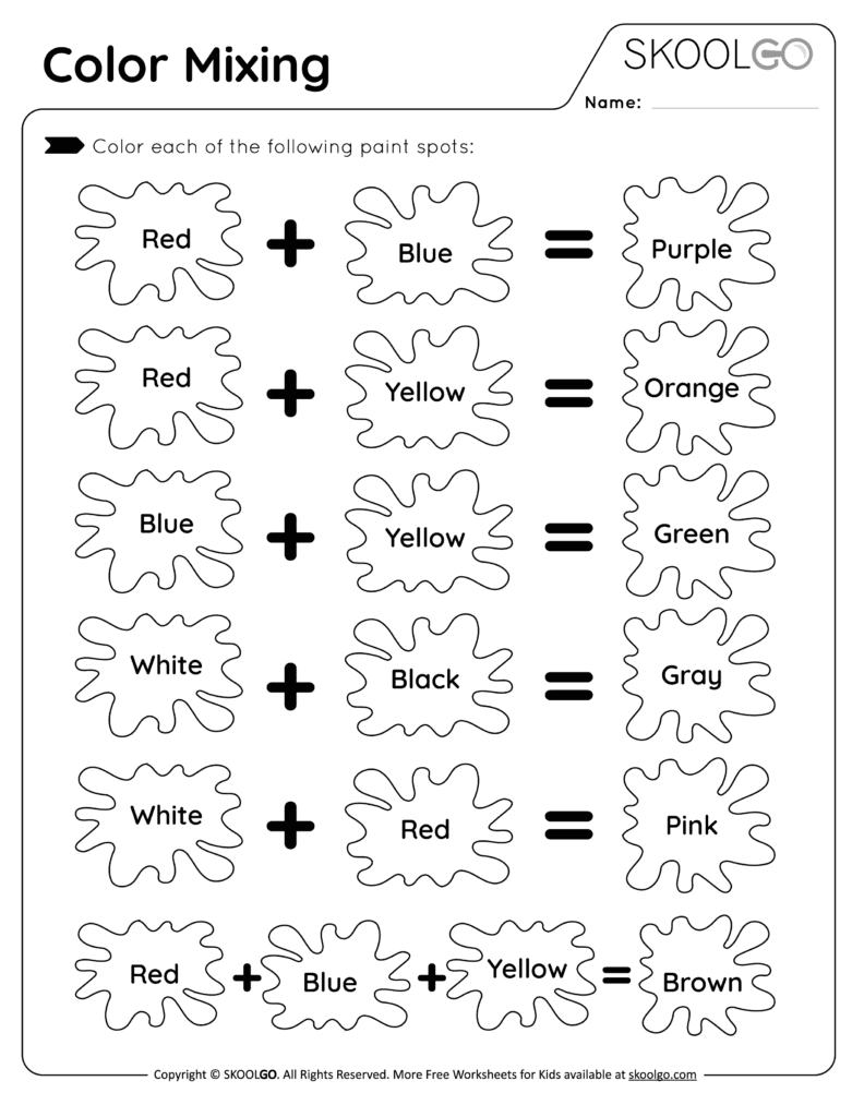 Color Mixing Free Worksheet SKOOLGO