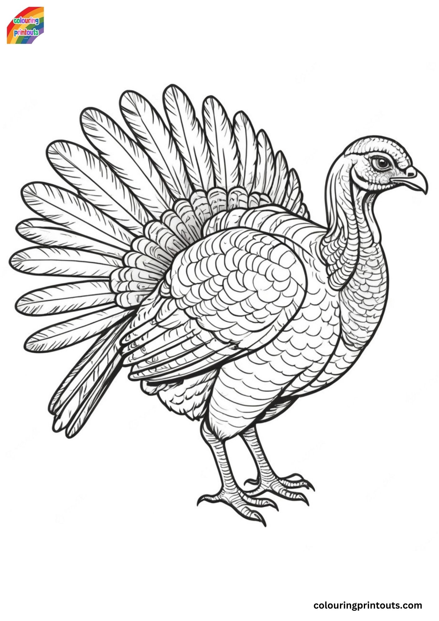 Color Pages Of Turkeys Printable Colouring Printouts