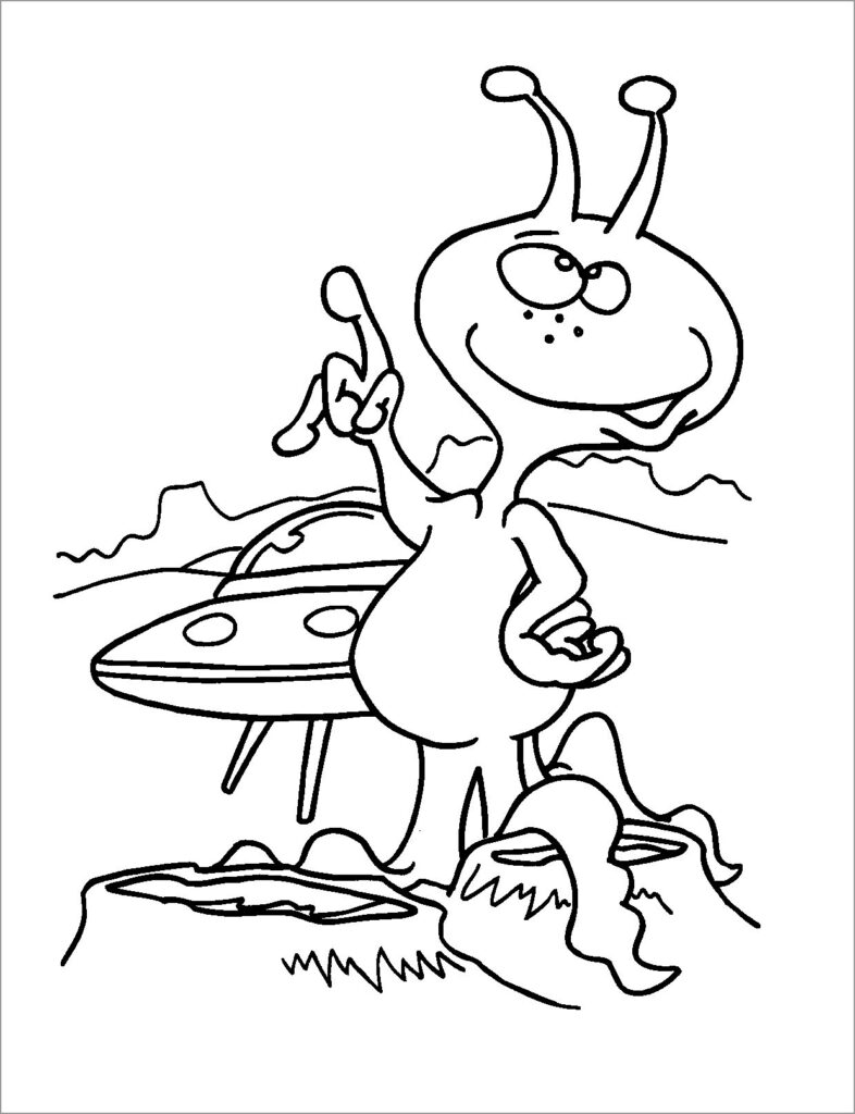 Coloring Page Of Cute Alien ColoringBay