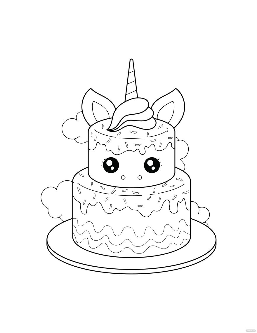 printable coloring pages unicorn cake
