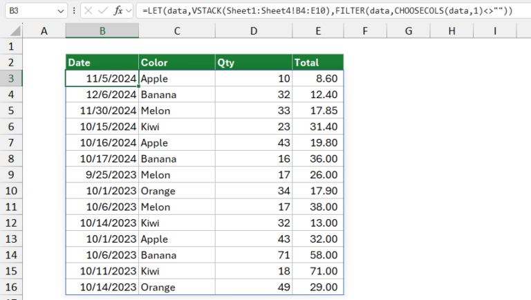 Combine Data In Multiple Worksheets Excel Formula